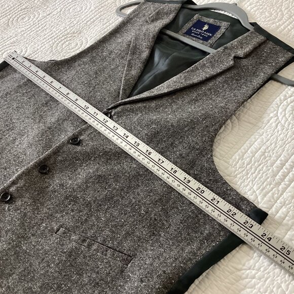 U.S. Polo Assn. Gray Tweed Vest Wool-Blend Classic Button-Up Women's Size XL Aca - Picture 8 of 8